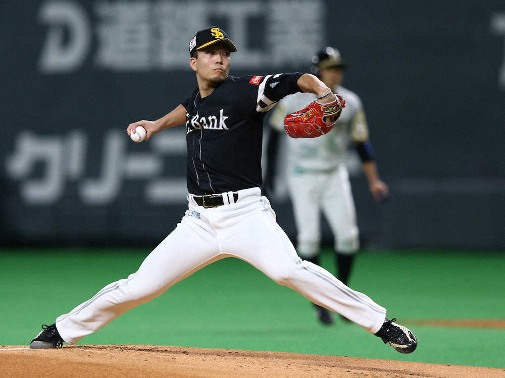 【画像・写真】ソフトB・千賀　8回3失点で札幌D初黒星も意地見せた!中田を4打席連続三振、今季最多148球の熱投
