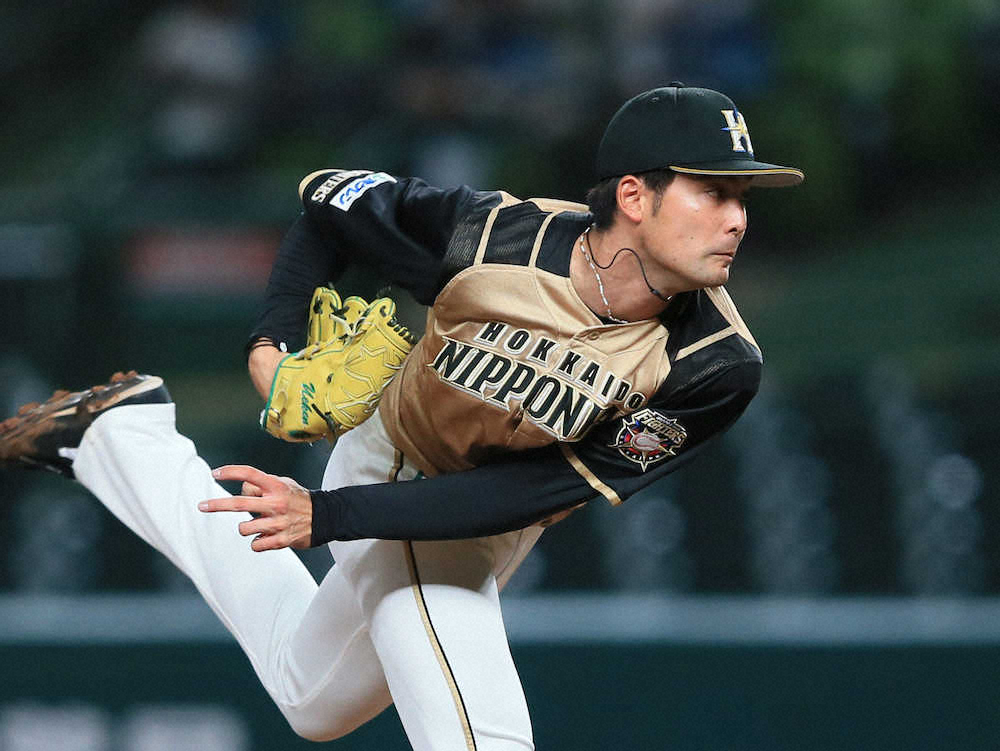 【画像・写真】＜西・日＞7回2失点で今季初勝利を挙げた日本ハム・上原（撮影・尾崎　有希）