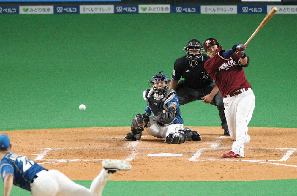 【画像・写真】愛妻パワー！楽天・浅村が妻の淡輪ゆきがゲスト解説を務めた試合で2打点の活躍