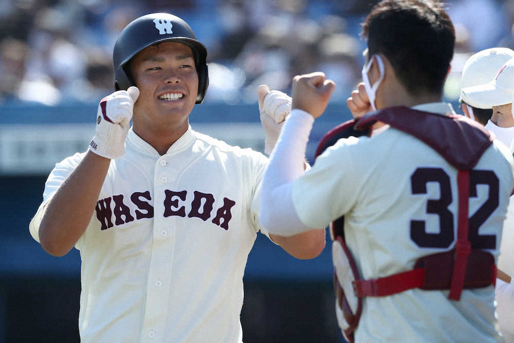 【画像・写真】早大1年生コンビ躍動　野村＆熊田連続二塁打で先制もドロー　早慶戦でV決着
