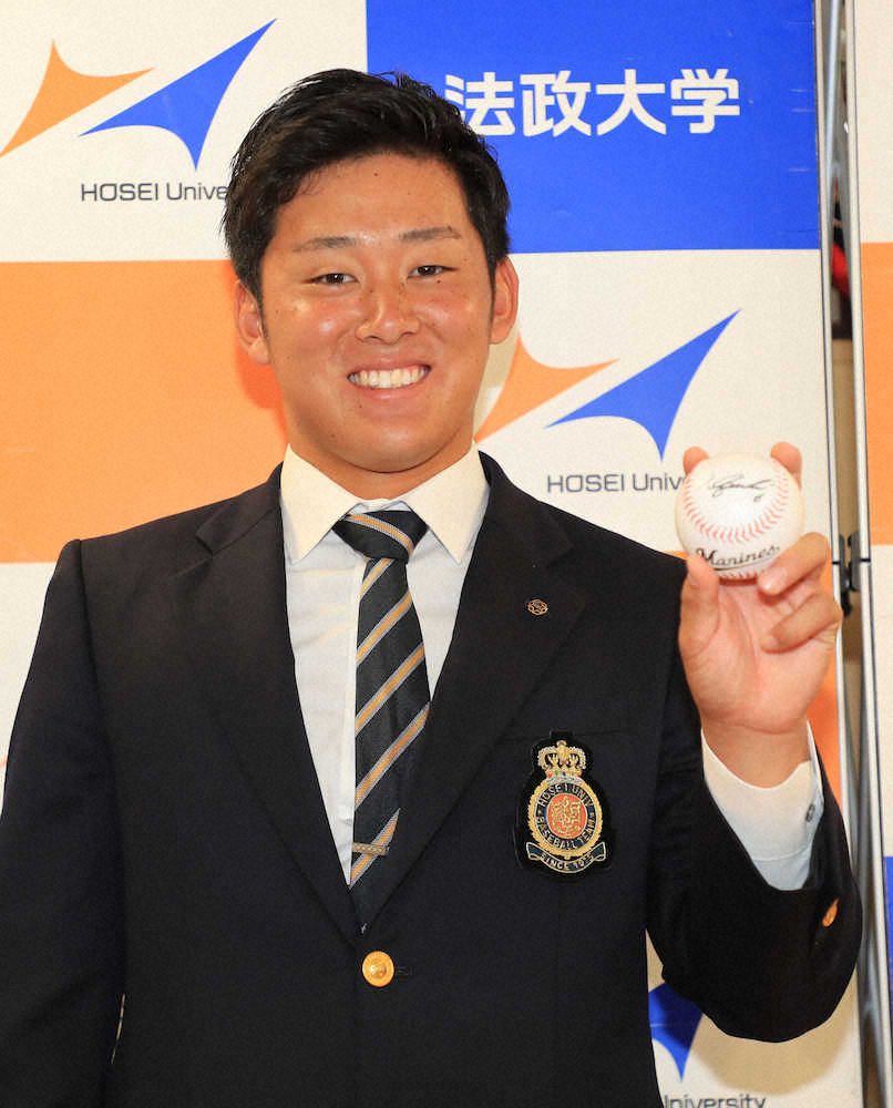 【画像・写真】ロッテ1位法大・鈴木「実感が徐々に」「昭汰と呼んで」“12球団一番乗り”指名あいさつ受け意気込み