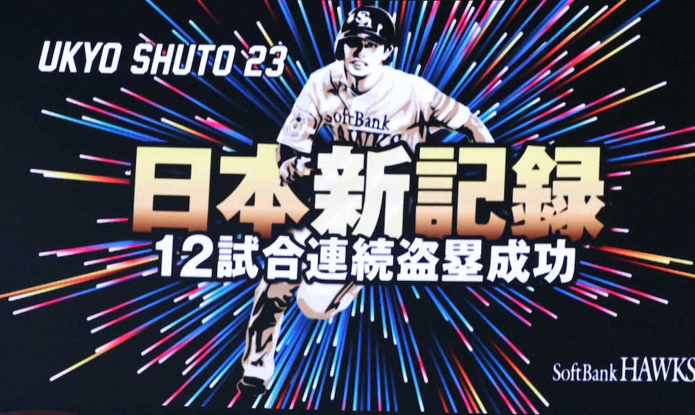 【画像・写真】新記録樹立のソフトバンク・周東「うまくいきすぎて怖い」、両足で滑ることができる強み