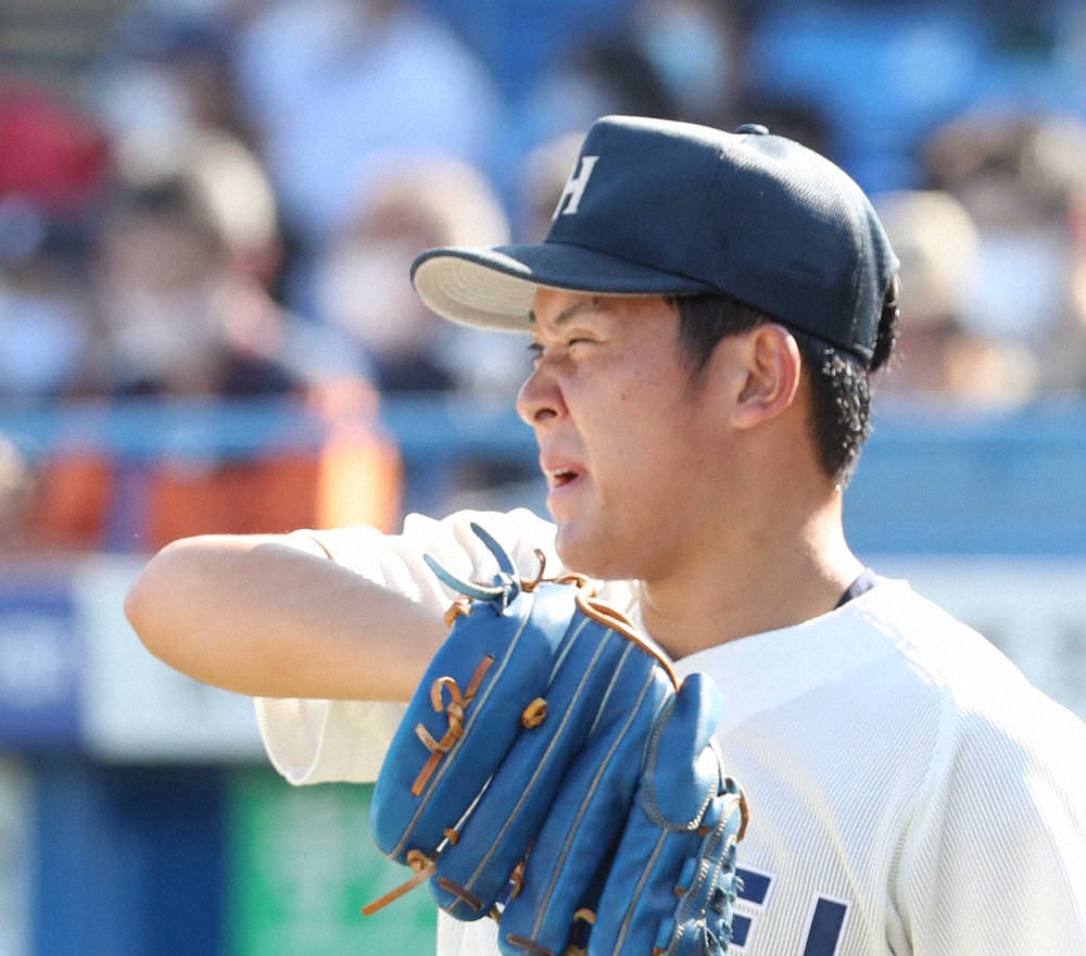 【画像・写真】ロッテ1位指名の法大・鈴木　3回4失点KO「ボールが高かった。情けない」