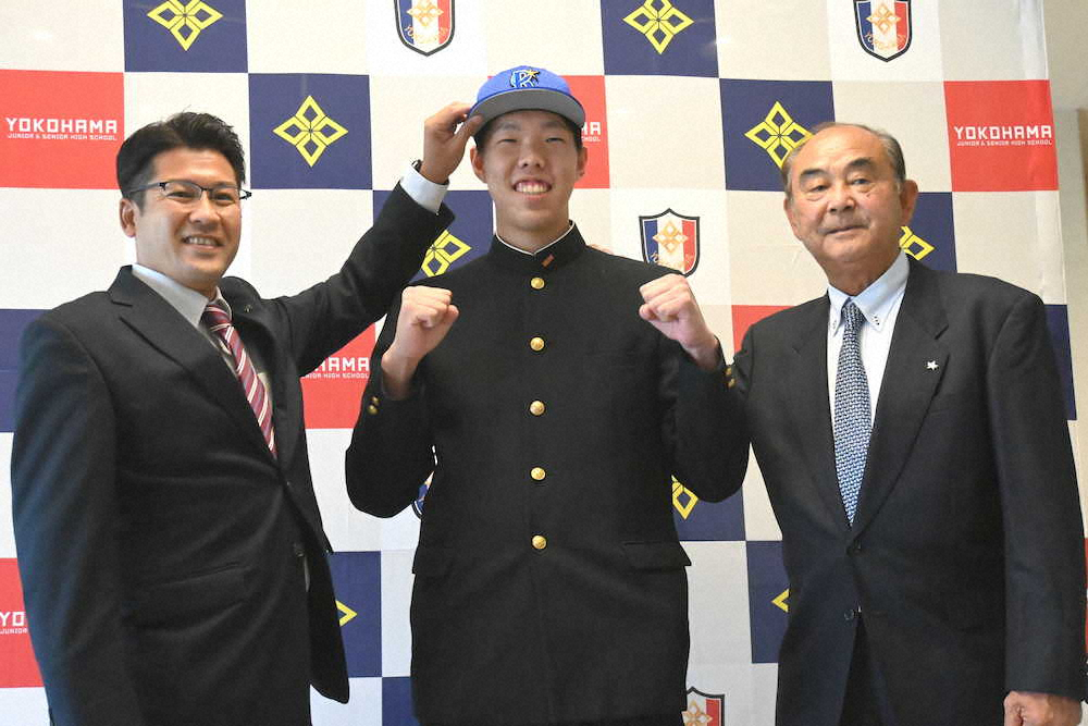 【画像・写真】DeNA3位の松本に指名あいさつ　今永に弟子入り志願「興奮する」