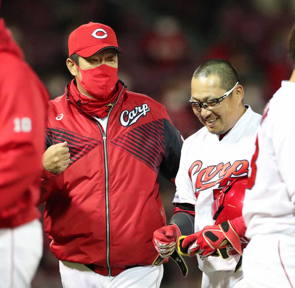 【画像・写真】広島・松山「ここ1カ月ぐらいチャンスにクソ弱かったんで」“打ち直し”サヨナラ打は「腹くくった」