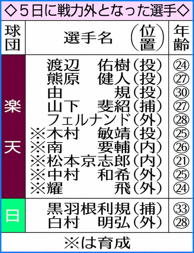 【画像・写真】日本ハム戦力外　黒羽根「野球を続けたい」現役続行希望　白村「やり切りました」引退表明