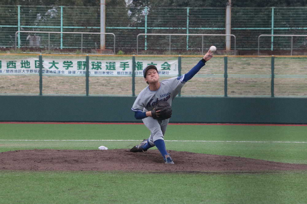 【画像・写真】関西国際大・武次　12奪三振で1失点完投勝利、スクイズ察知し危機回避　決勝の近大戦リリーフ起用も