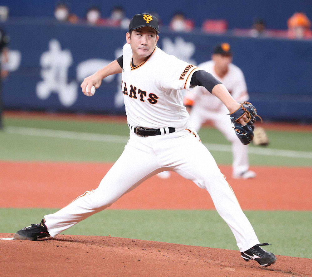 【画像・写真】巨人・菅野、痛恨の6回4失点降板　栗原に先制2ラン含む3の3、4打点と打ち込まれる