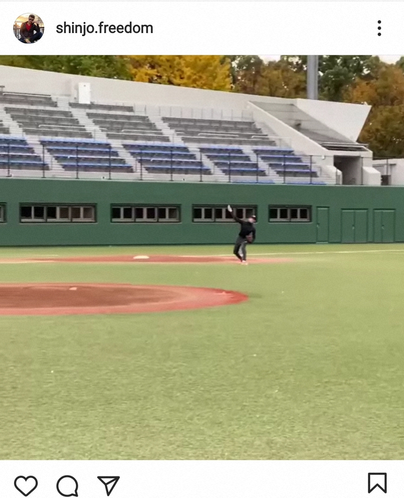 【画像・写真】新庄剛志氏　動画で強肩披露！「サード、センターを守る」トライアウトへ万全アピール