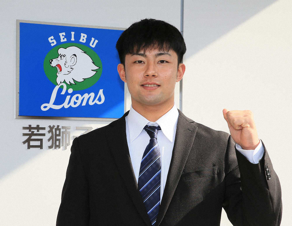 【画像・写真】西武育成1位・赤上　憧れ松坂にサインおねだり、「松坂モデル」グラブも持参