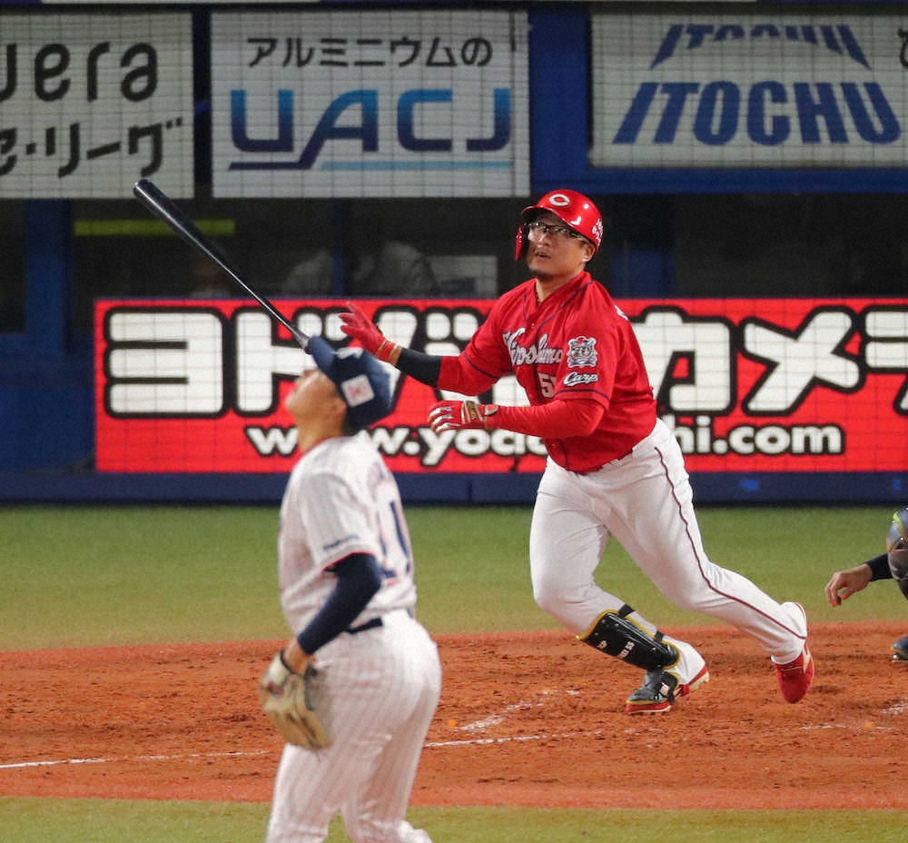 【画像・写真】自己最多20発へ　広島・松山は長野バット導入!奥川打った“あのバット”「長いけど意外に扱いやすい」