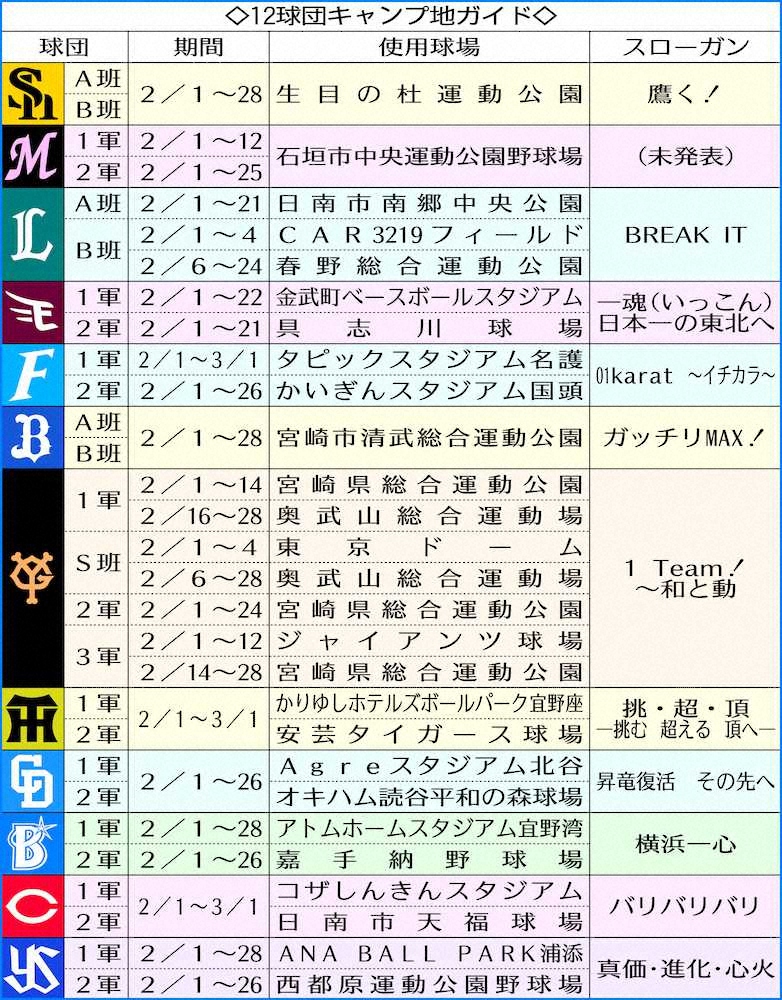 【画像・写真】今年は“おうち”で楽しもう【プロ野球キャンプ見どころガイド　セ・リーグ編】