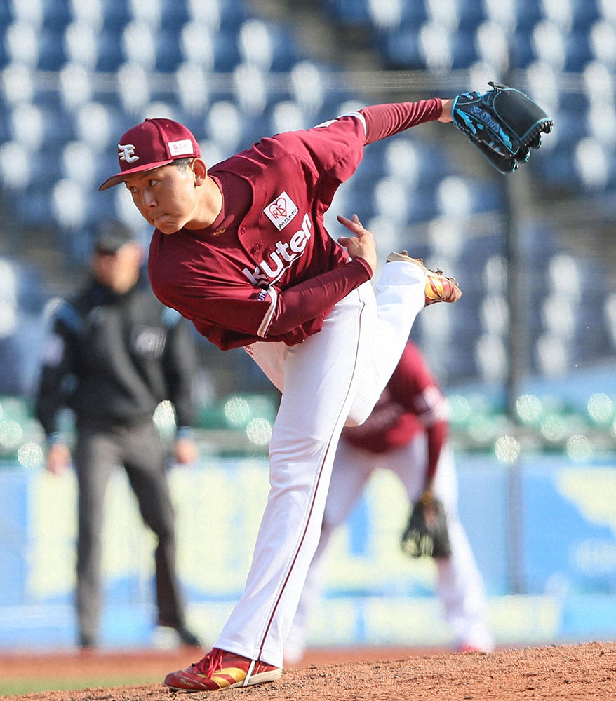 【画像・写真】楽天5年目・西口　「雲の上の存在」マー君視察で“ド緊張”の投球練習