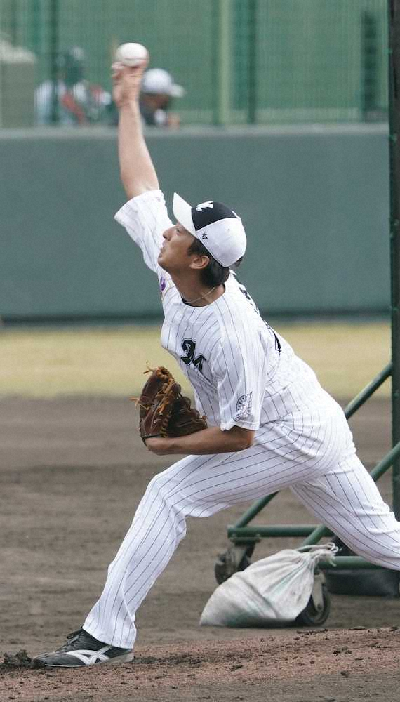 【画像・写真】「キリン」がきた！ロッテの長身ドラ4右腕・河村　直球で安田をきりきり舞い