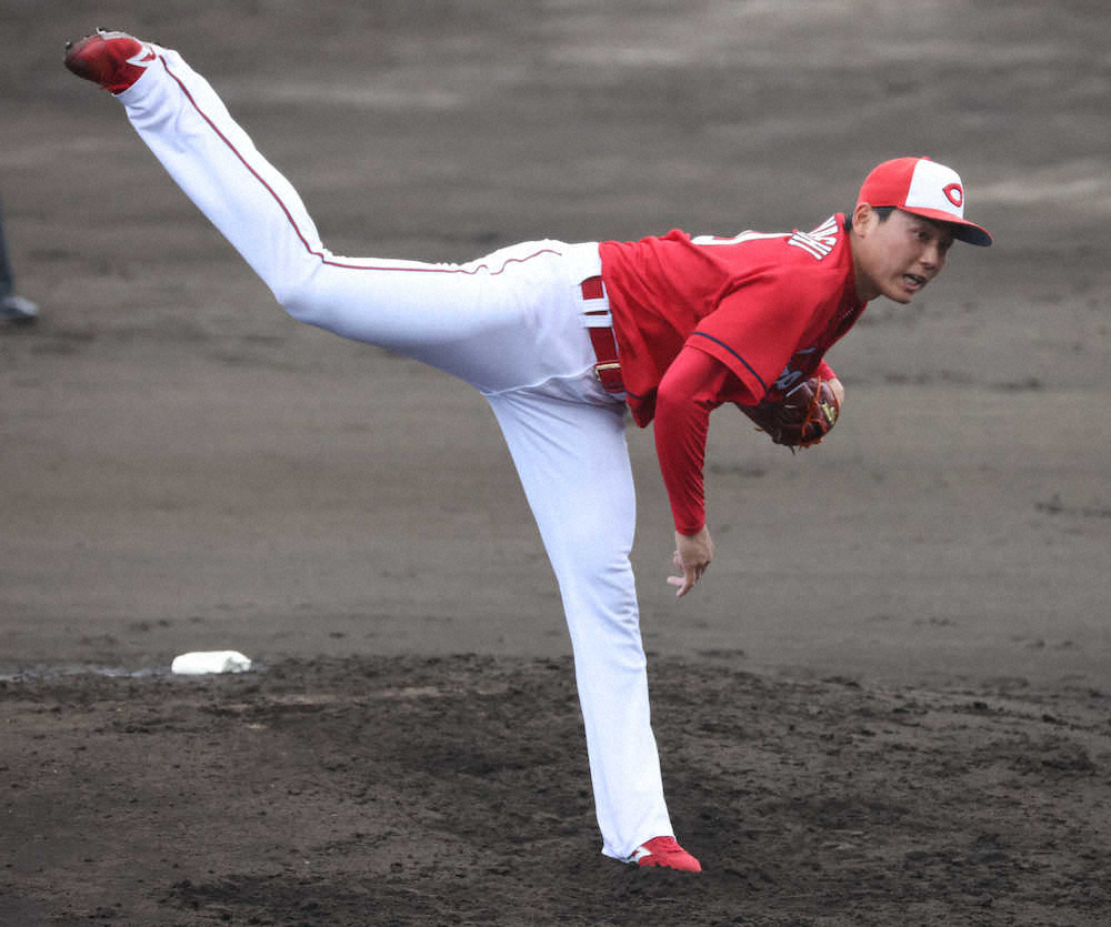 【画像・写真】これがドラ１の修正力　広島・栗林が初シートで9人から3K　フォークの角度で適応