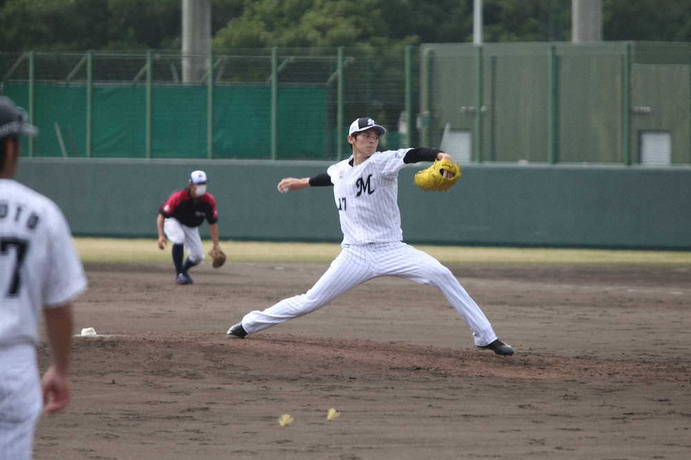 【画像・写真】ロッテ佐々木朗希　昨年5月以来の実戦形式で149キロ　「どれだけストライクゾーンで勝負できるか意識」