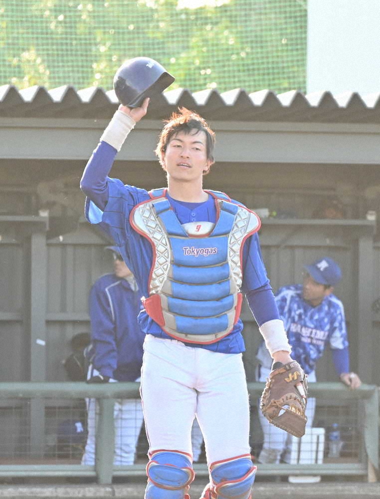 【画像・写真】東京ガス・加藤、早実以来6年ぶり捕手出場　高校時代に日本ハム・清宮と3、4番コンビで甲子園4強