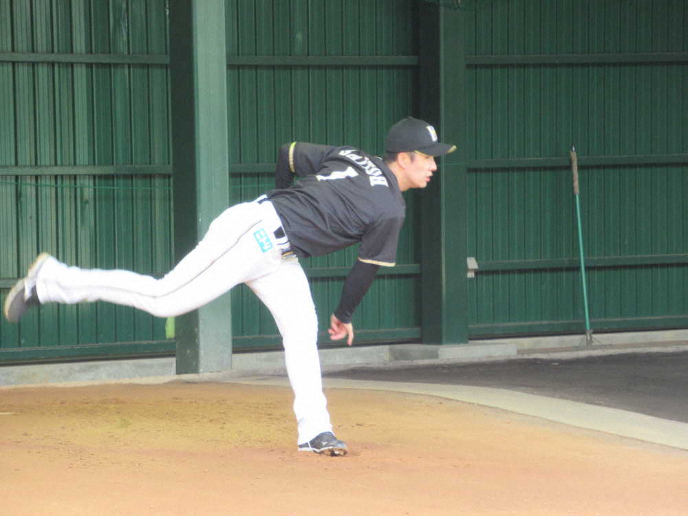 【画像・写真】右肘じん帯断裂から再起へ　日本ハム・斎藤「凄く順調」　立ち投げ60球、捕手座り119球の179球締め