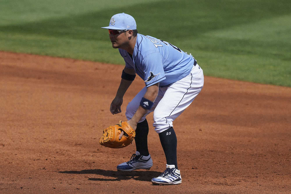 【画像・写真】レイズ・筒香　2打席でニゴロと四球、メジャー実戦初の一塁は無難　指揮官評価