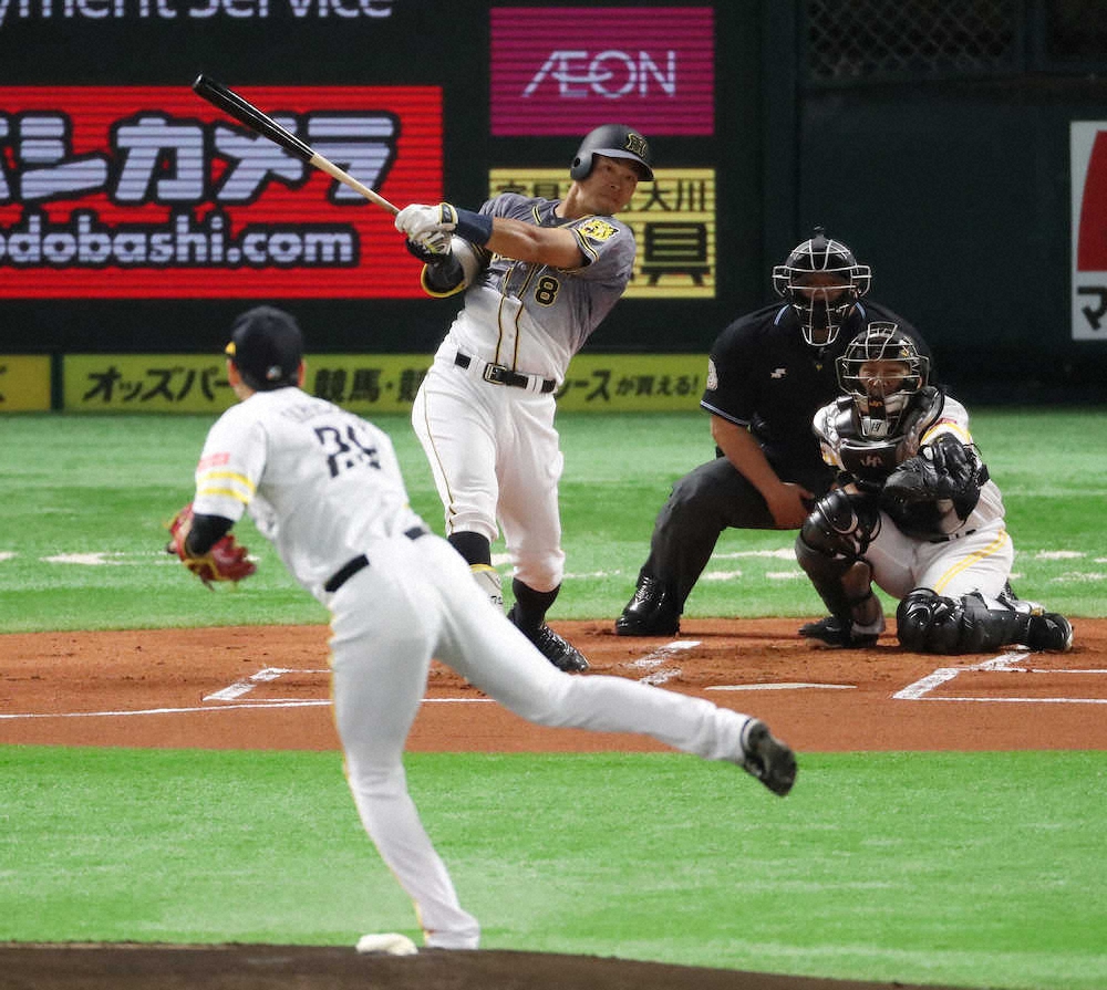 【画像・写真】“衝撃”阪神ドラ1佐藤輝　オープン戦初打席で一発　昨季最多勝&最高勝率の石川から