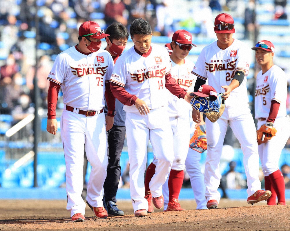 楽天 則本昂が右膝に打球を受けて緊急降板 開幕ローテ入りにヒヤリ スポニチ Sponichi Annex 野球
