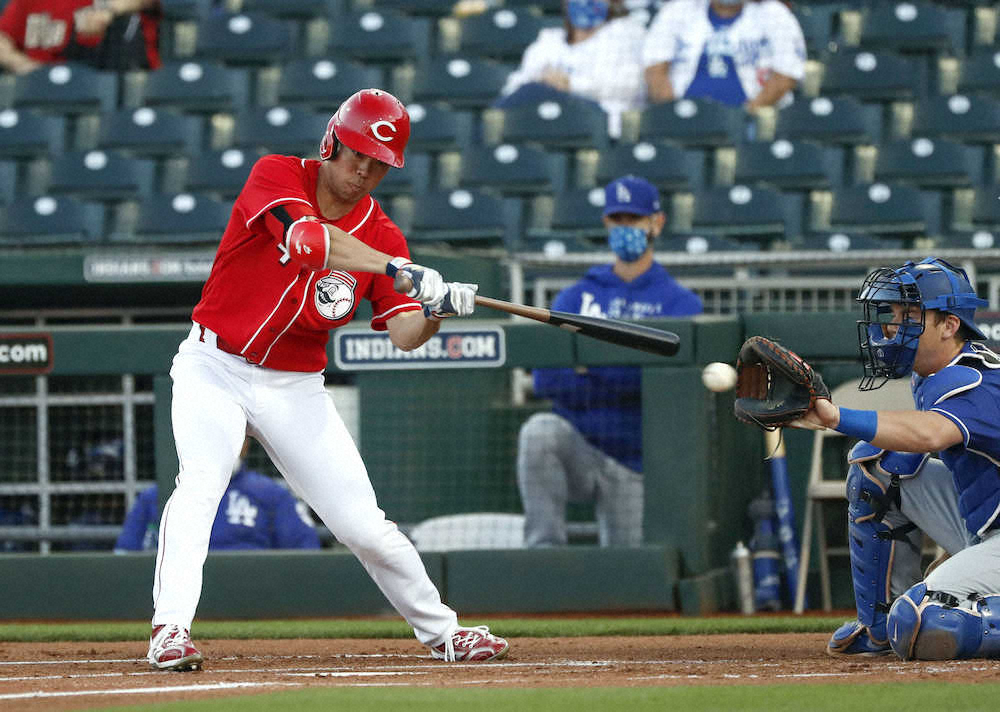 【画像・写真】レッズ・秋山、OP戦初ヒットお預け…2打数無安打　変化球にタイミング合わず