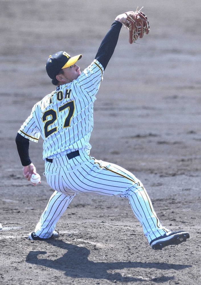 【画像・写真】阪神・伊藤将　デビュー戦3・31へ、デモンストレーションの5回無失点　打っても“プロ初安打”
