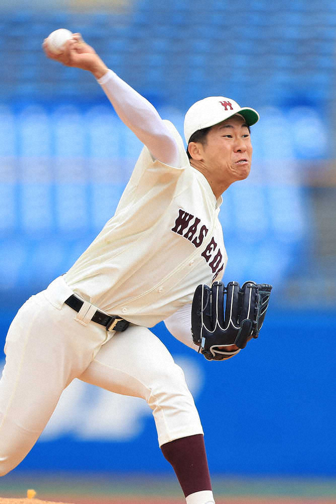 【画像・写真】早大・徳山　JFE東日本戦で6回4安打1失点　硬いマウンド「いい経験」