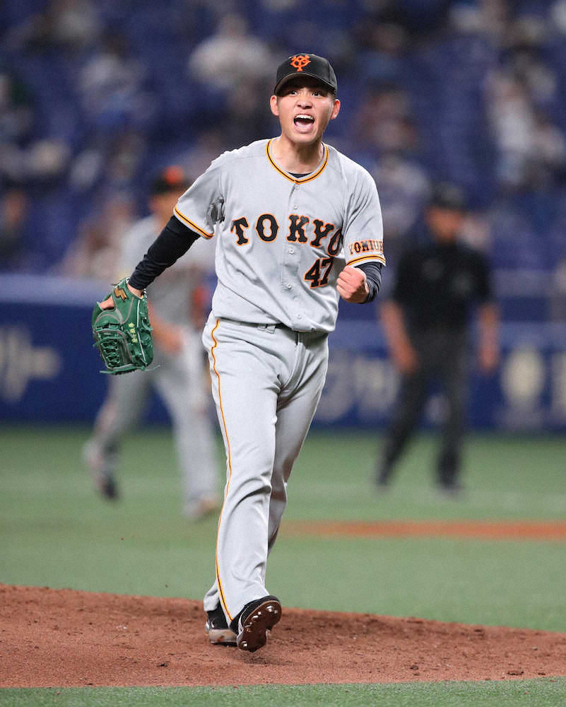 【画像・写真】巨人・高橋、雄叫び1勝　左手指の皮が破れるも「行けるところまでと」7回1失点好投