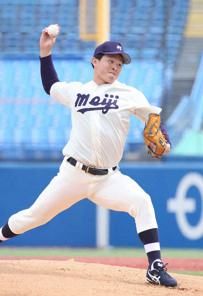 【画像・写真】明大エース竹田　順調仕上がり2回1安打無失点　10日リーグ戦開幕