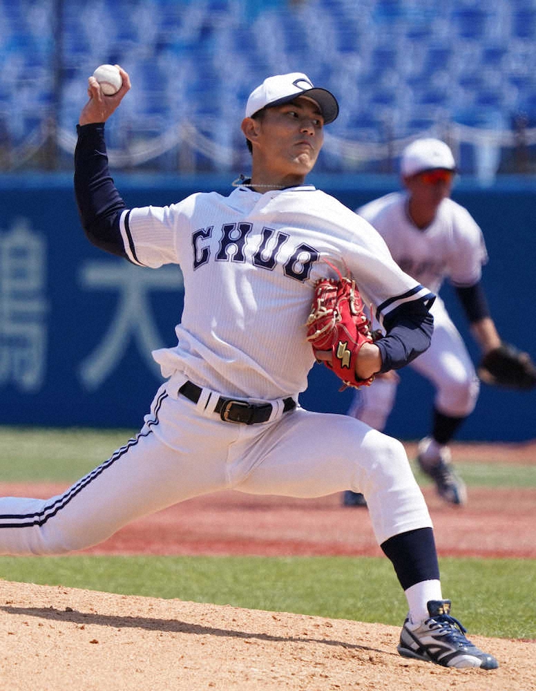 【画像・写真】中大・皆川5安打完封でもう3勝目！今秋ドラフト候補が9Kの快投でチーム開幕4連勝導く