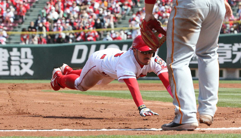 【画像・写真】広島・菊池涼のバットから連日のG倒　決勝打含む3安打　開幕から14試合連続安打の頼れる切り込み隊長