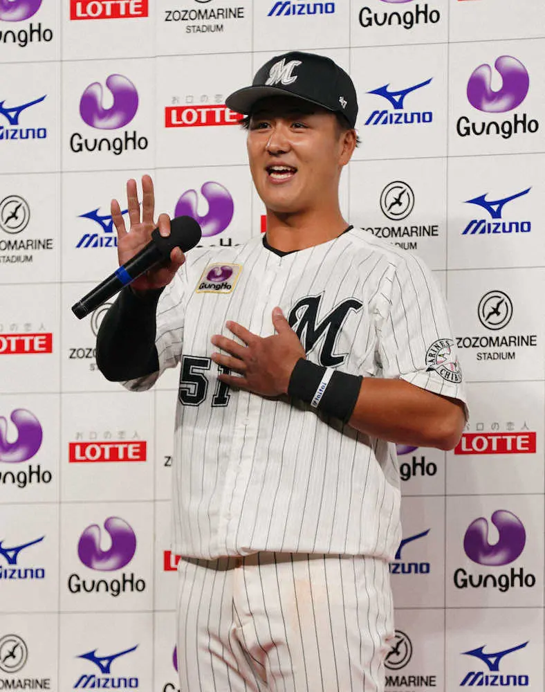 【画像・写真】ロッテ・山口が決勝弾！初お立ち台で一句披露「時の人　ぺこぱに力　もらったよ」