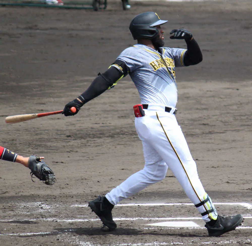【画像・写真】＜ウエスタン　広・神＞3回、公式戦1号となる2ランを放った阪神・ロハス（撮影・中澤　智晴）