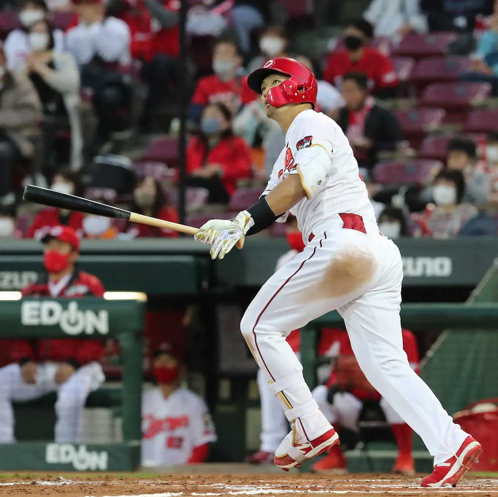 【画像・写真】広島・鈴木誠　意地の7試合ぶり7号　15試合連続出塁！出塁率・444でリーグトップ維持