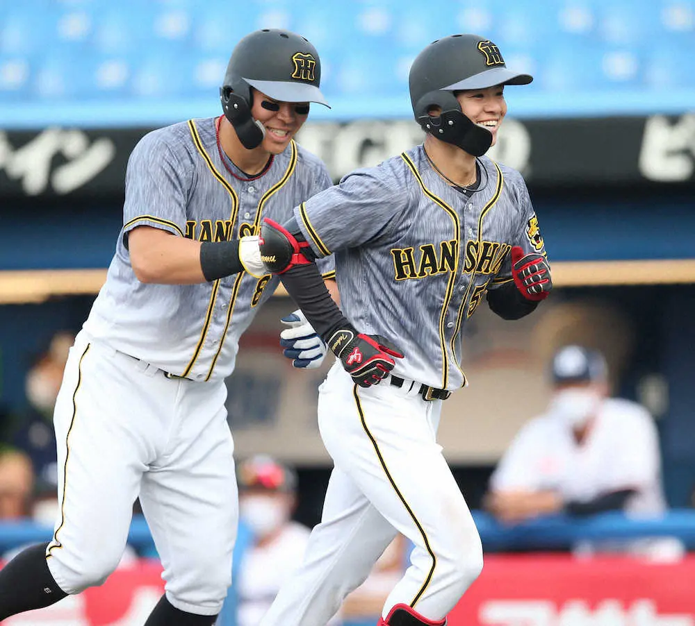 【画像・写真】阪神　49年ぶり新人アベック弾　ドラ6中野1号&佐藤輝9号　ドラ6以下では沖原&藤本以来20年ぶり