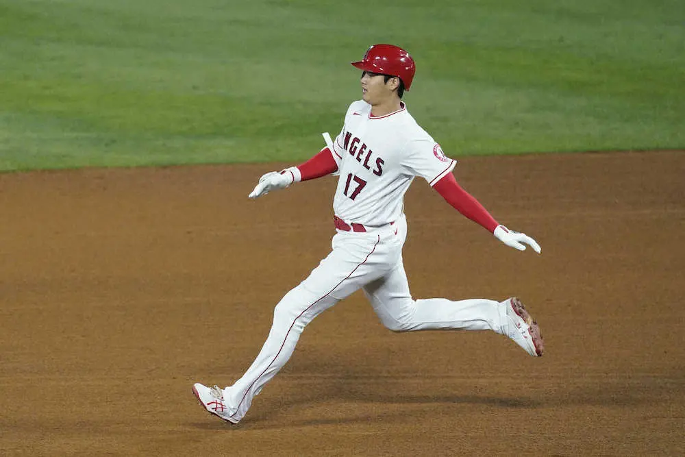 【画像・写真】大谷翔平　復調へ弾み　快足も見せた　“右前”二塁打&中越えフェンス直撃適時三塁打　