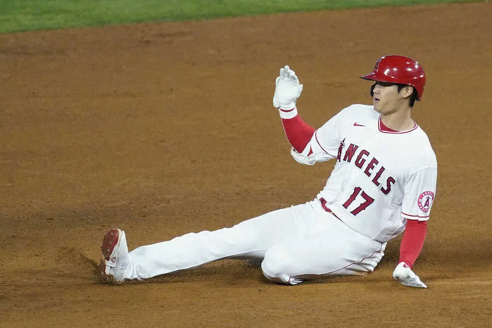【画像・写真】エンゼルス・大谷　快足で右前二塁打　二塁到達タイムは最速7秒84