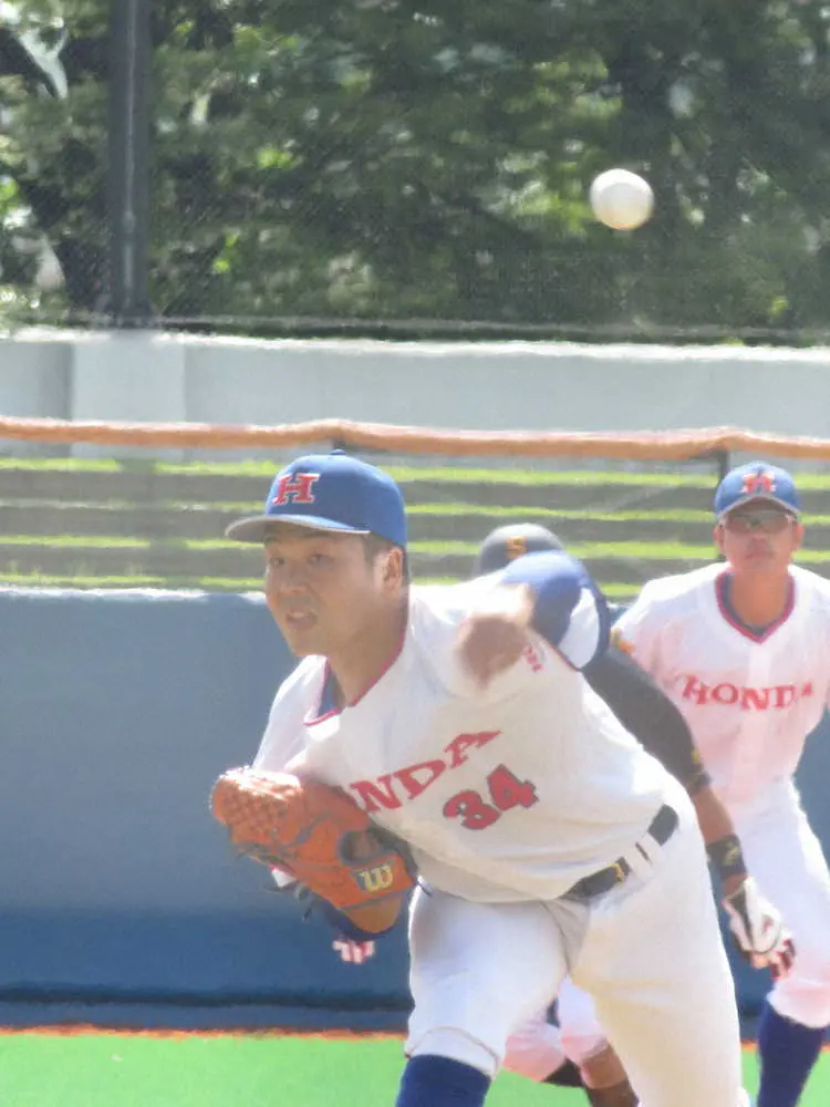 【画像・写真】Hondaの新人左腕・片山　8回1失点力投　4大会連続日本選手権導いた