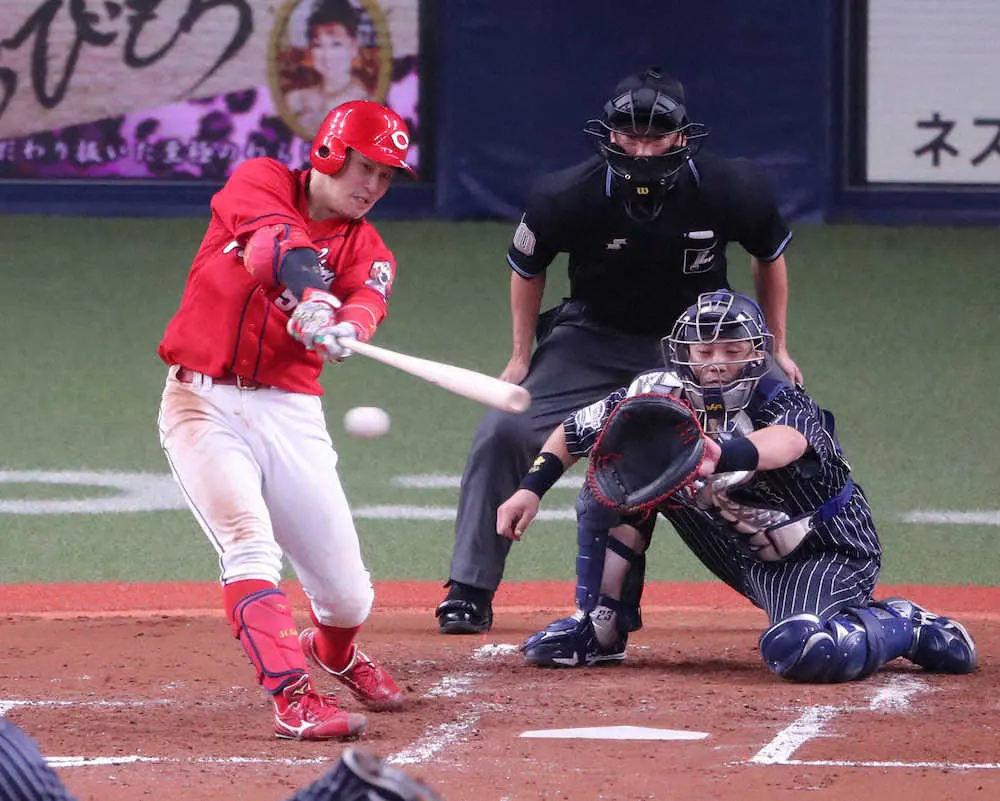 【画像・写真】「初3番」の広島・小園が適時二塁打　1カ月ぶりの打点「走者を返せて良かった」