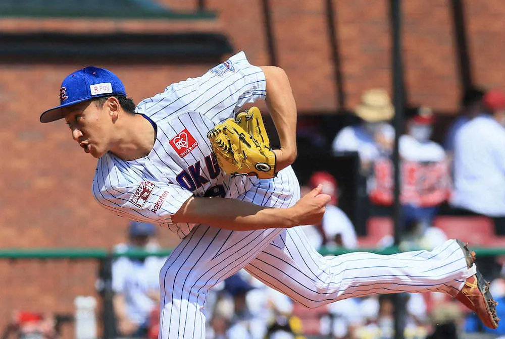 【画像・写真】楽天のドラ2位右腕・高田孝が初回に頭部死球で危険球退場　1軍デビュー戦はわずか16球で終了