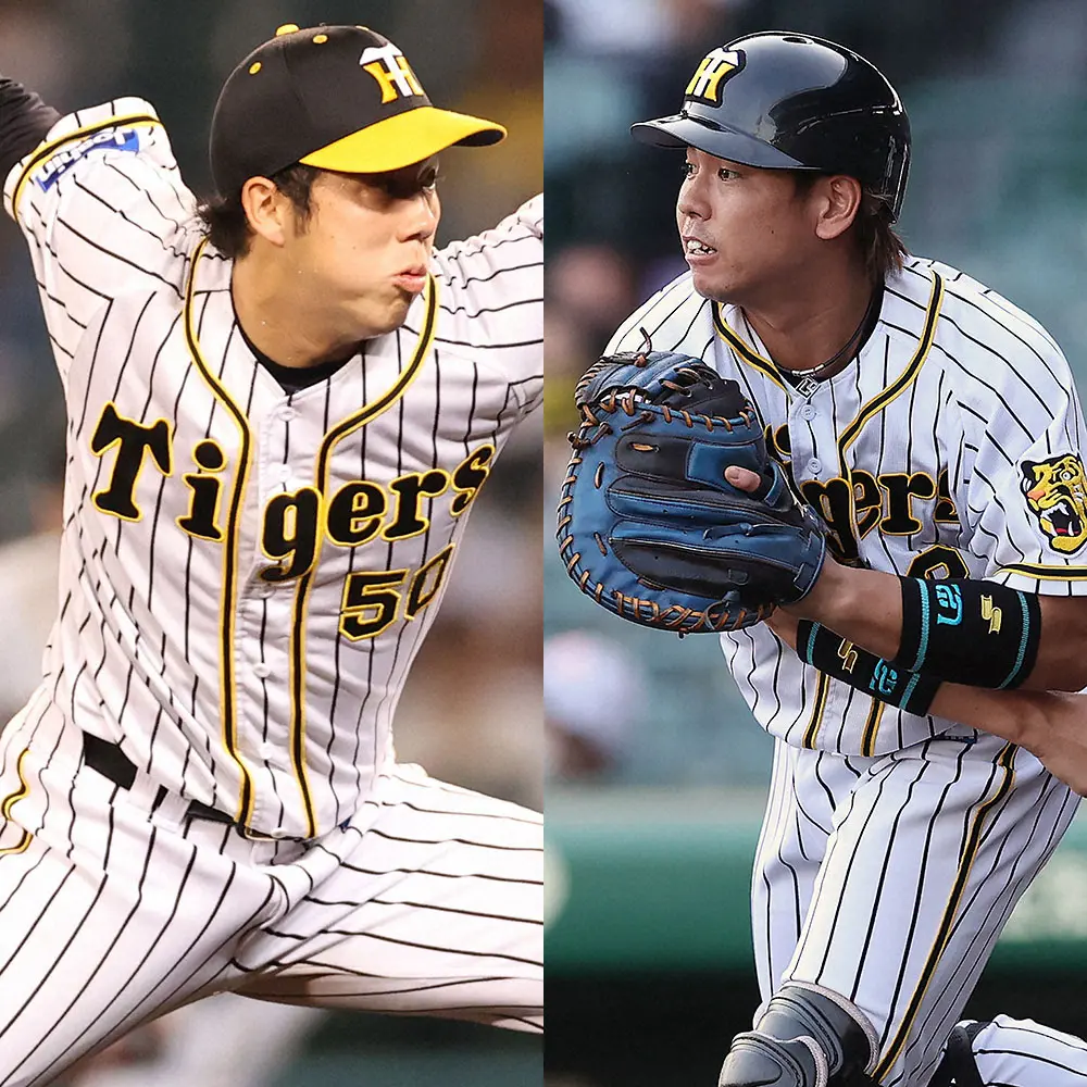【画像・写真】阪神・青柳晃洋投手（左）と梅野隆太郎捕手