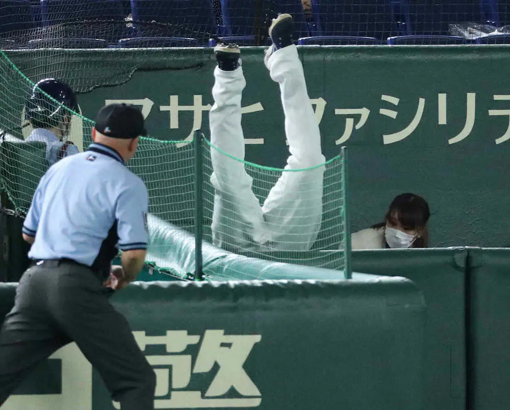 【画像・写真】ヤクルト・オスナ　カメラマン席に頭から真っ逆さまも完全捕球のハッスルプレー　スタンド沸かす