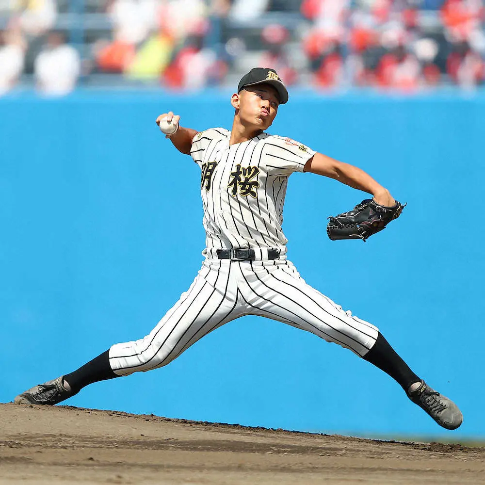 【画像・写真】明桜　エース風間温存も石田一先発で5K、笑顔見せ「低めに集めることができた」