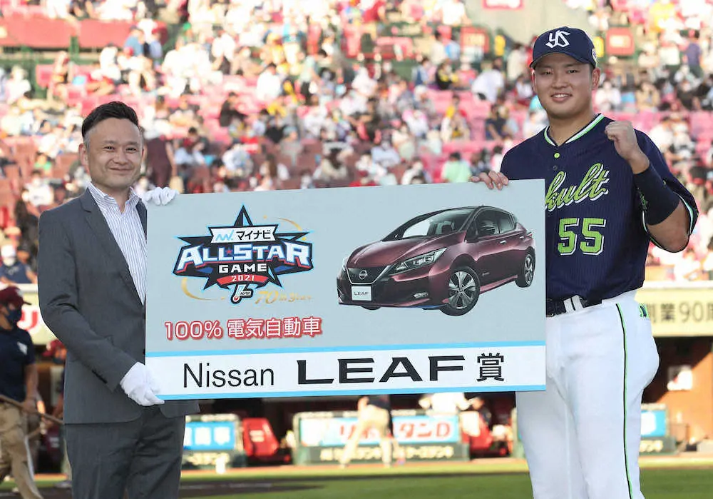 【画像・写真】ヤクルト・村上、本塁打競争V逸も　打球速度トップで「日産リーフ賞」ゲット