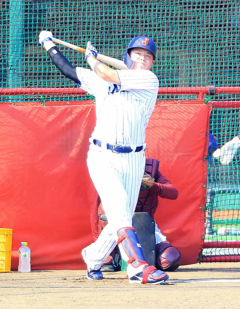 【画像・写真】侍ジャパン村上、稲葉監督の打撃指導に感謝「大会に向けて状態上げていきたい」