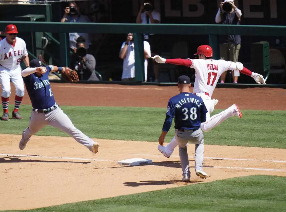 【画像・写真】大谷翔平　7回にメジャートップ級快足で2試合ぶり安打！　初回5打席連続三振も9回後半戦初アーチ