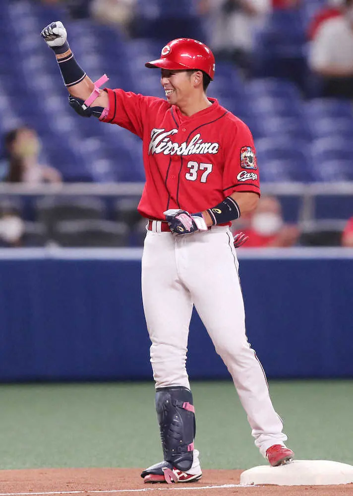 【画像・写真】広島　35イニングぶり得点で連敗を4でストップ　大瀬良、中5日で7回零封　野間が殊勲の2打点