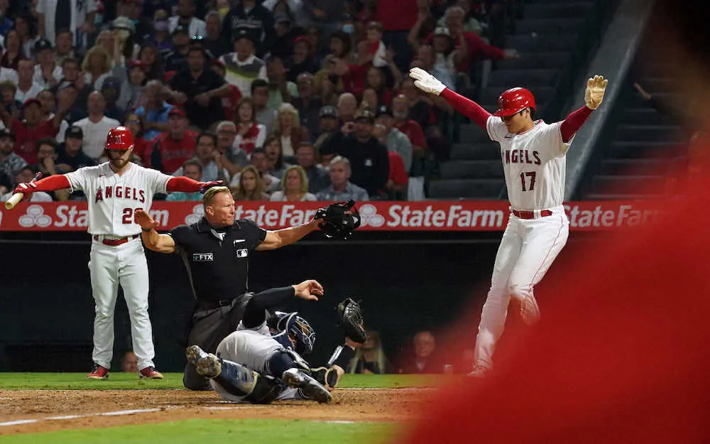 エンゼルス 大谷 初本盗 勝負避けられても足で2得点 日本選手4人目通算50盗塁超え スポニチ Sponichi Annex 野球