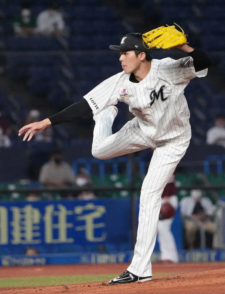 【画像・写真】ロッテ・朗希、楽天・マー君との先発初対決で自己最長8回2失点　最速158キロ、5者連続Kも